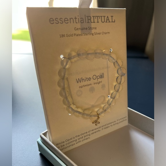 ESSENTIAL RITUAL White Opal 18k gold plated sterling silver charm bracelet *NEW - Picture 5 of 7
